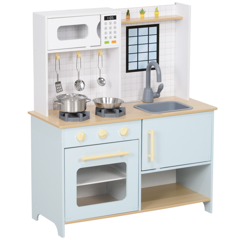 Play Kitchen, Kids Kitchen Playset with Light & Sound Stove