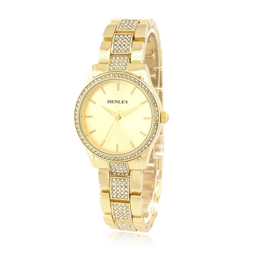 Henley Ladies Fashion Bling Gold Dial & Gold Bracelet Watch H07343