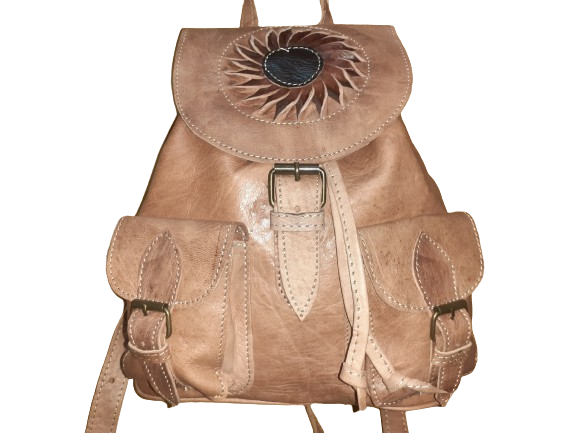 Hecho a mano Fez backpack with double medium pockets, colorful sun design