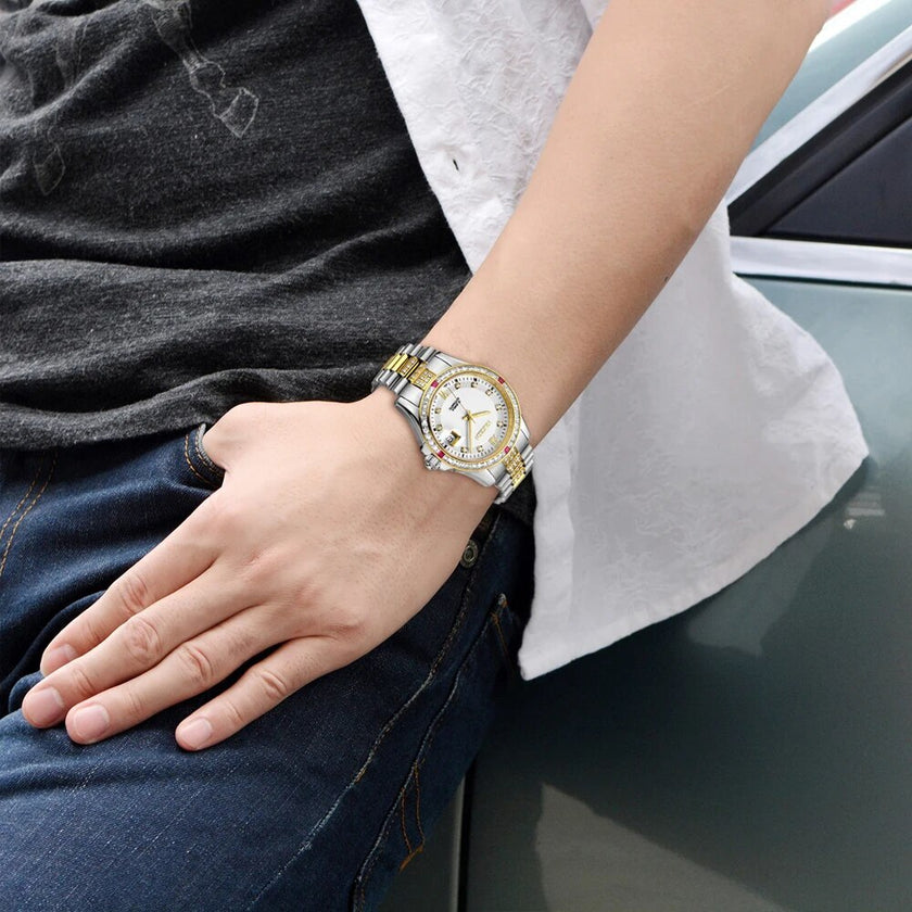 NAKZEN Men Japan NH35 Movement Automatic Mechanical Diamond Stainless Steel Bracelet Watches Relogio Masculino 6013