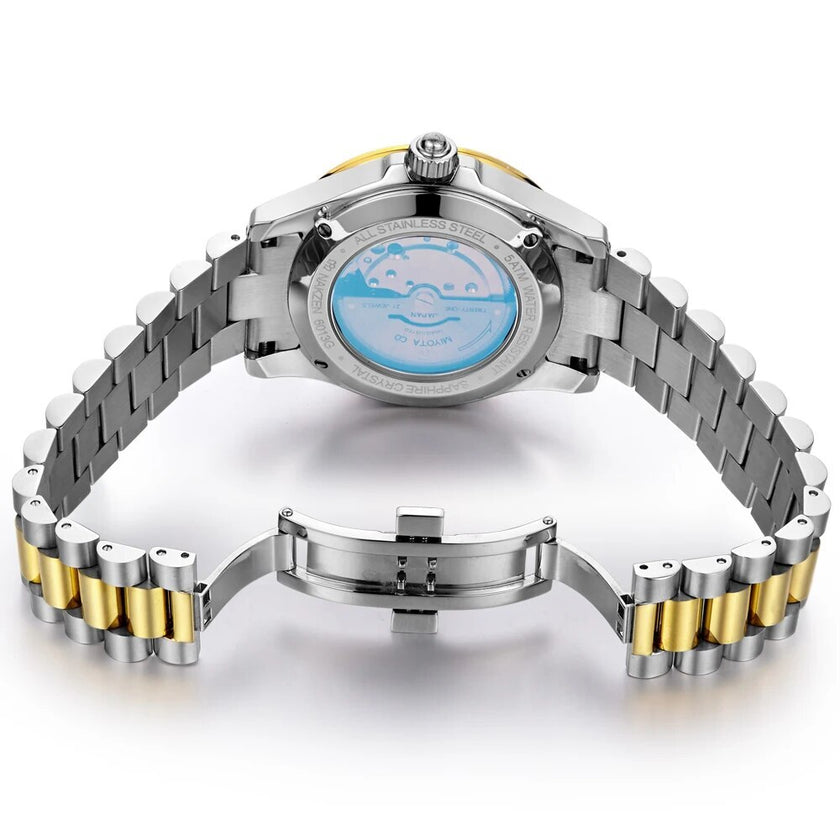 NAKZEN Men Japan NH35 Movement Automatic Mechanical Diamond Stainless Steel Bracelet Watches Relogio Masculino 6013