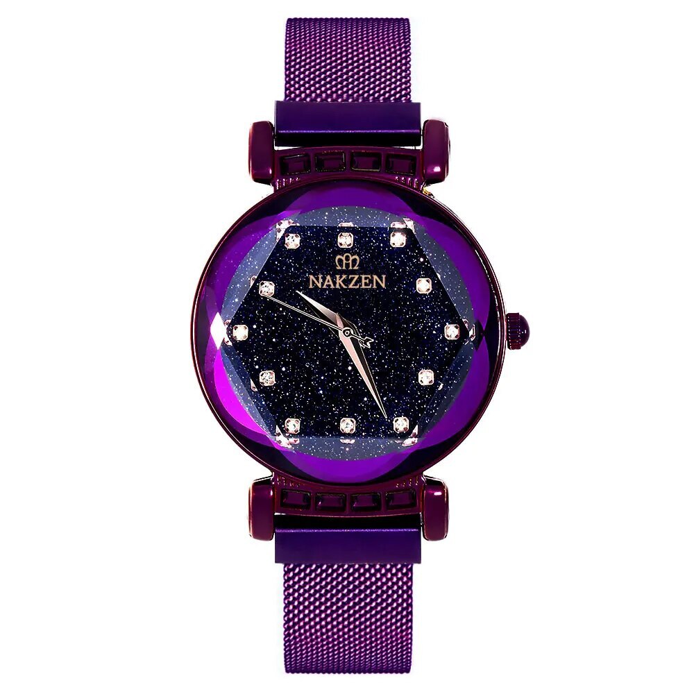 NAKZEN Women Diamond Elegant Starry Sky Watches Ladies Creative Roman Fashion Waterproof Quartz
