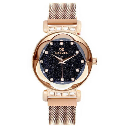 NAKZEN Women Diamond Elegant Starry Sky Watches Ladies Creative Roman Fashion Waterproof Quartz