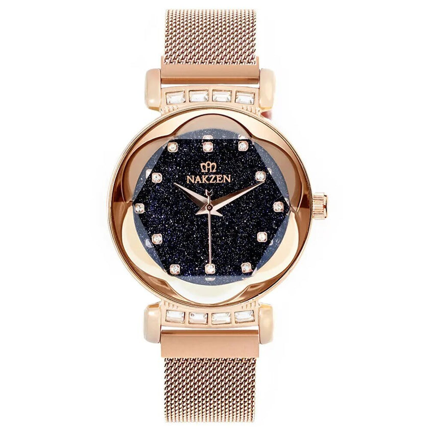 NAKZEN Women Diamond Elegant Starry Sky Watches Ladies Creative Roman Fashion Waterproof Quartz