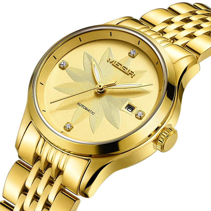 MEGIR Fashion Casual Watch for Women Sapphire Crystal Mechanical Stainless Steel