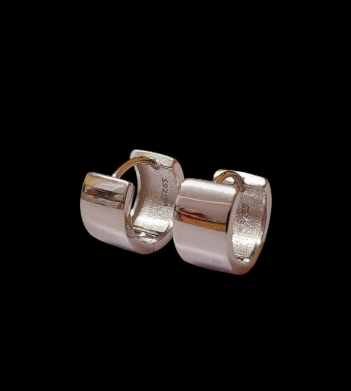 Italian Gloss 9Ct Yellow Gold, Platinum Plated Earrings Hinged Hoop  Silver 925