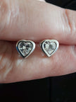 Genuine Pure 925 Sterling Silver Heart Earrings Stud