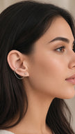 Single Sparkling Zircon Twisted Stud Earring Cuff Clip Tassel Platininum Plated