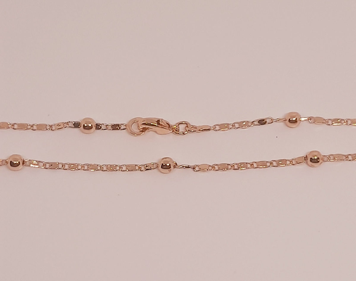 14 Ct/585 Rose Gold Filled Charm Pendant And Ball Bead Chain Necklace 20 Inch