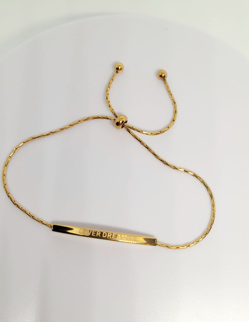 ,,Lover Dream,, 18 k gold plated lucky stainless steel fashion slider bracelet