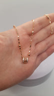 14 Ct/585 Rose Gold Filled Charm Pendant And Ball Bead Chain Necklace 24 Inch