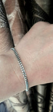 Platinum 950 Plated High Technology Polished Curb Chain Link Cuff Bracelet 8.3 