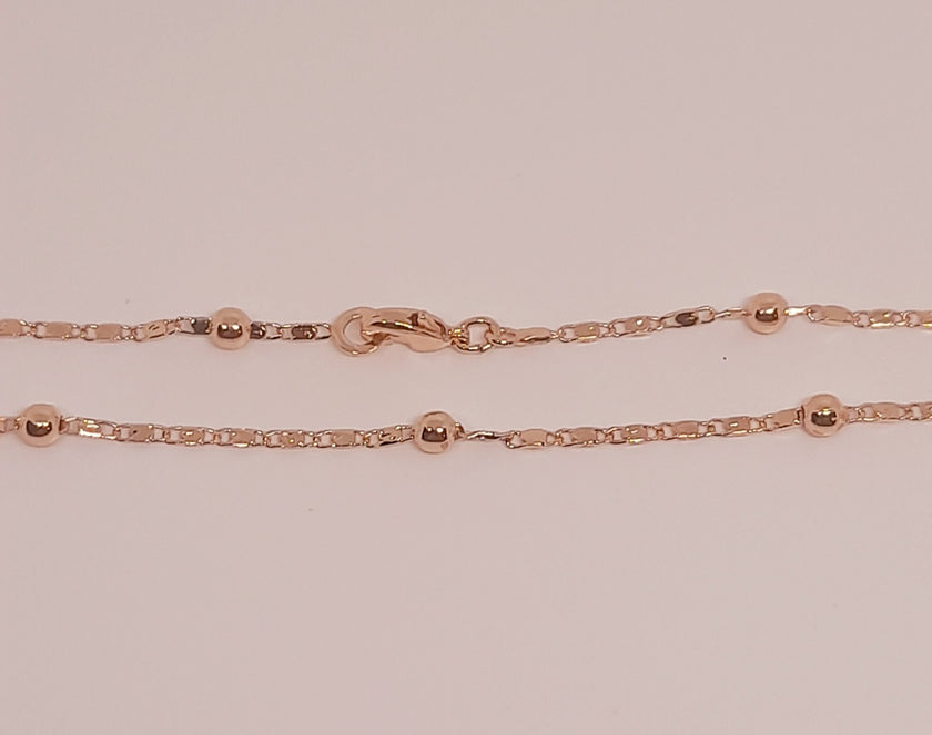 14 Ct Rose Gold Filled  Ball's Beaded Chain Bracelet 8 Inch Necklace 20, 24 Inch