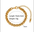 Antic 18 K Yellow  Gold Plated Link Chain Bracelet 15+5 cm