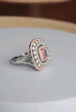 1.75 Ct Pink Morganite Diamonds Large Cocktail Ring In 14 Ct White Gold Filled