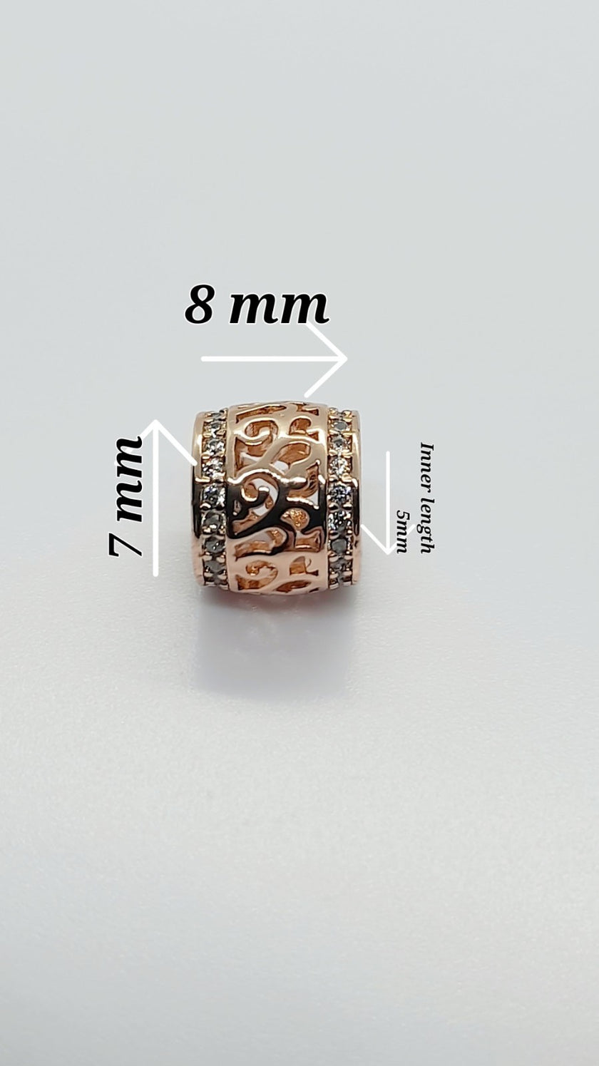 14 Ct/585 Rose Gold Filled Charm Pendant And Ball Bead Chain Necklace 24 Inch
