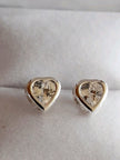 Genuine Pure 925 Sterling Silver Heart Earrings Stud