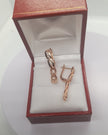 Rolled RG 585 Rose Gold  White Zirconia Earrings Hoops English Lock