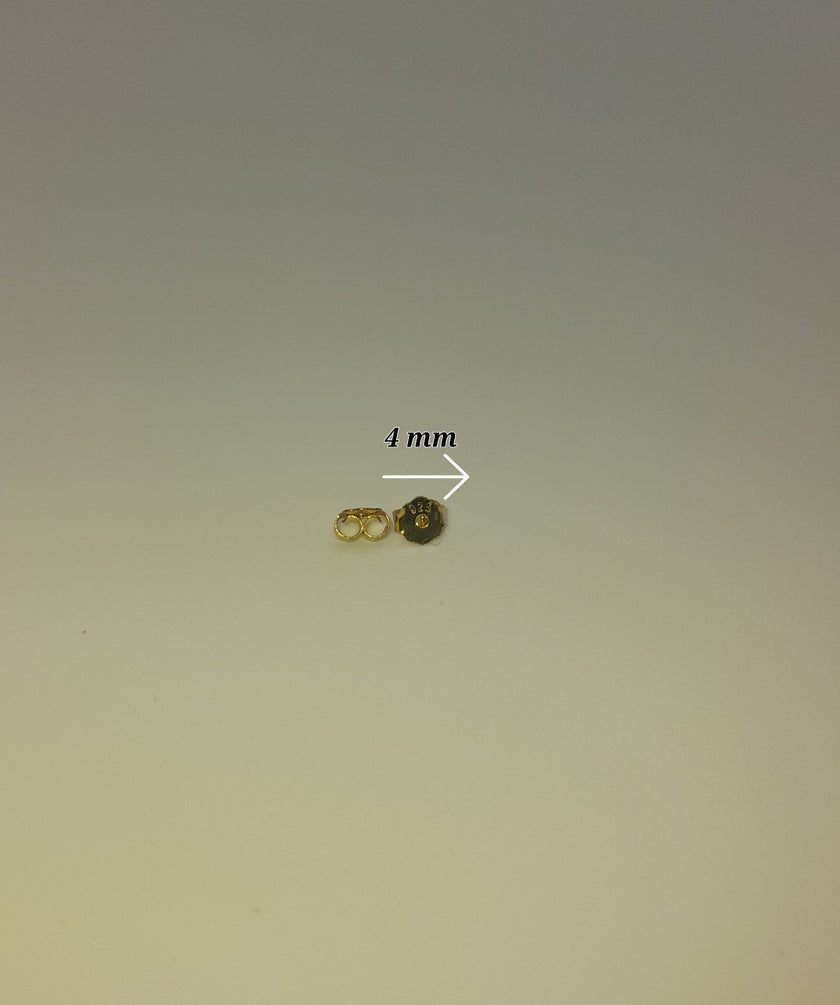 18 Ct Yellow Gold  3mm Ball's White Pearl's Earrings Stud Push Back Gift Pouch