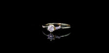 0.3Ct Lab Grown Moissanite Diamond Charm Ring 14K Yellow Gold Finished Size N1/2