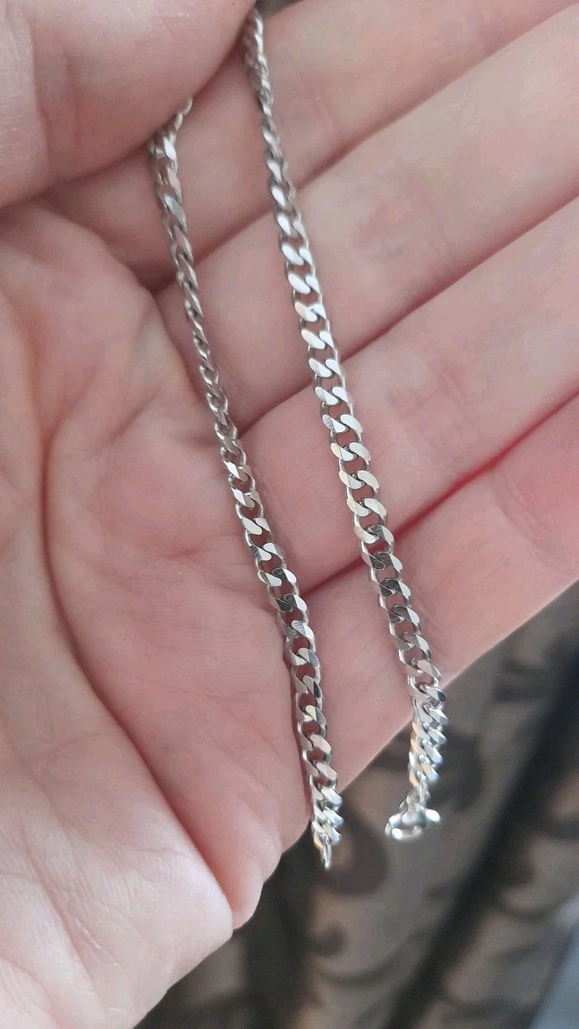 Platinum 950 Plated High Technology Polished Curb Chain Link Cuff Bracelet 8.3 