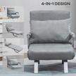 Sofa Bed Foldable Portable Armchair Sleeper Lounge  Pillow Light Grey