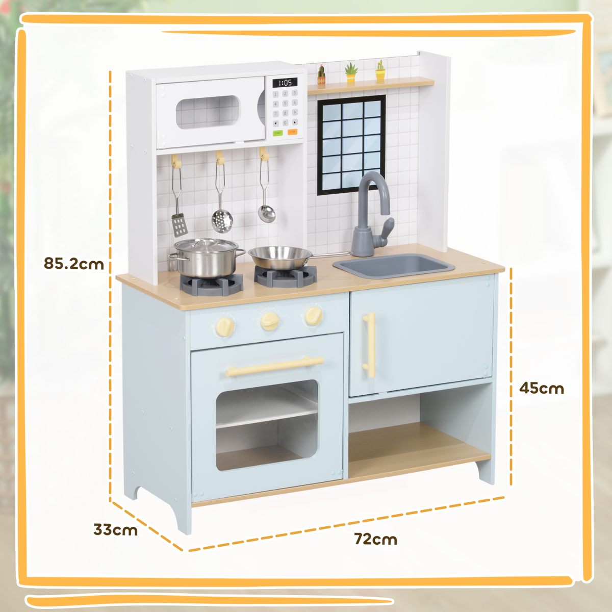Play Kitchen, Kids Kitchen Playset with Light & Sound Stove