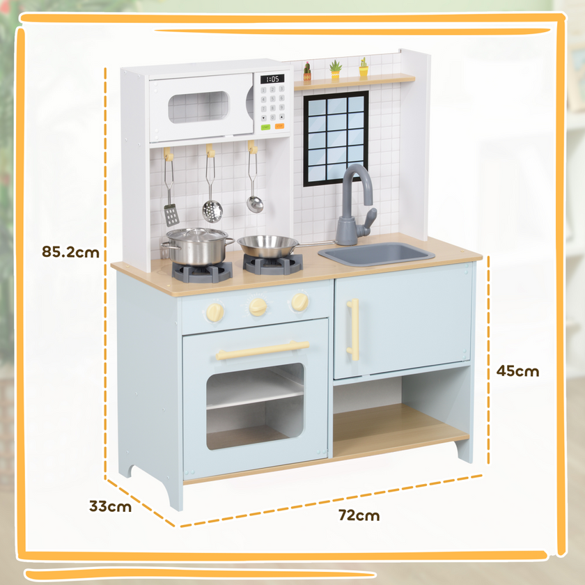 Play Kitchen, Kids Kitchen Playset with Light & Sound Stove