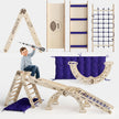 Apollo Climbing Set: Pikler Triangle, Net, Arch, Slide Board, and Cushion