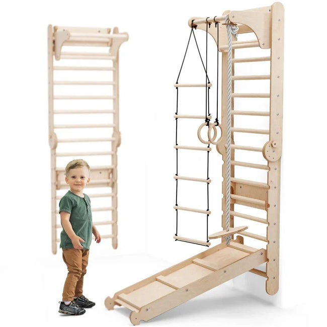 6in1 Swedish Ladder for Kids – Converts into Pikler Triangle + Slide + Swing-0