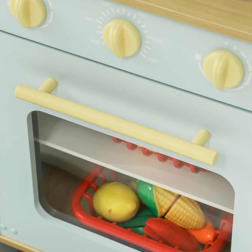Play Kitchen, Kids Kitchen Playset with Light & Sound Stove