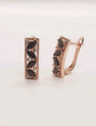 Rolled RG 585 Rose Gold Plated Black White Zircon Earrings English Lock