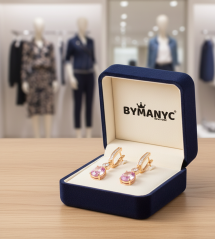 Pink Gem Hoop Earrings Pink Sunset SOHO BYMANYC ® New York