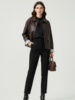Retro PU Leather Jacket For Women, Brooklyn Heights, BYMANYC New York.-1