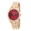 Henley Ladies Bling Etched Patterned Red Dial & RoseGold Bracelet Watch H07326.40