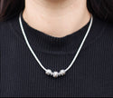 Authentic 925 Silver&18 K Gold Chain Ball Bead Necklace Bali Jewellery