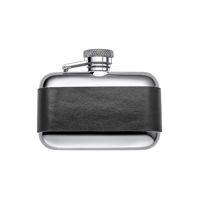 Fred Bennett Black Leather 3oz Hip Flask-0