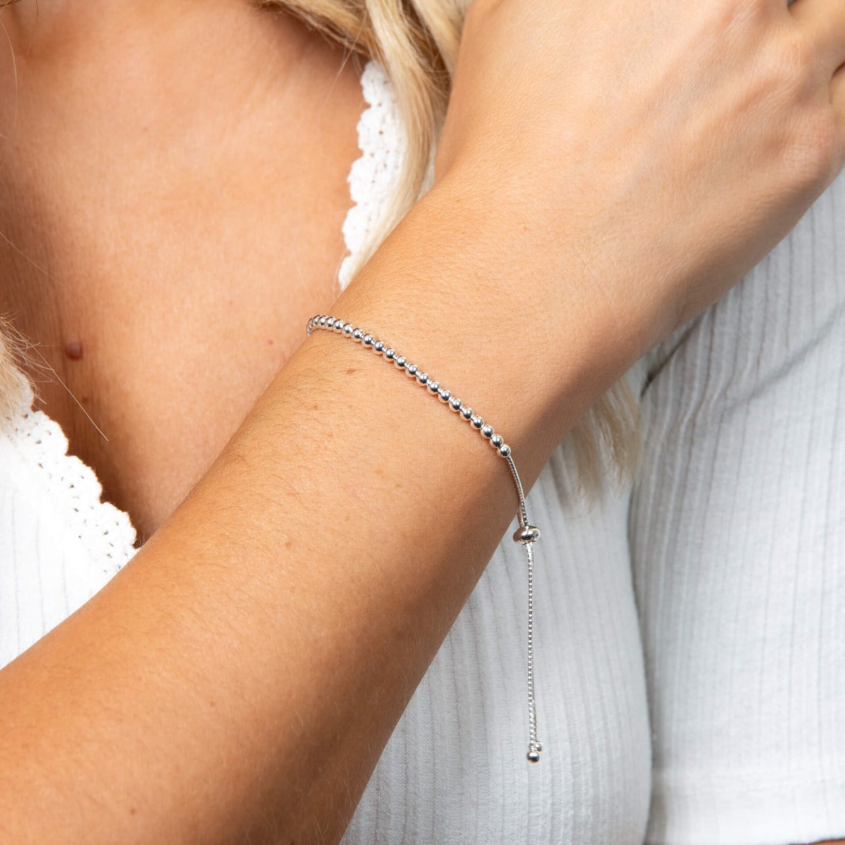Beginnings Polished Ball Adjustable Toggle Bracelet Sterling Silver 925