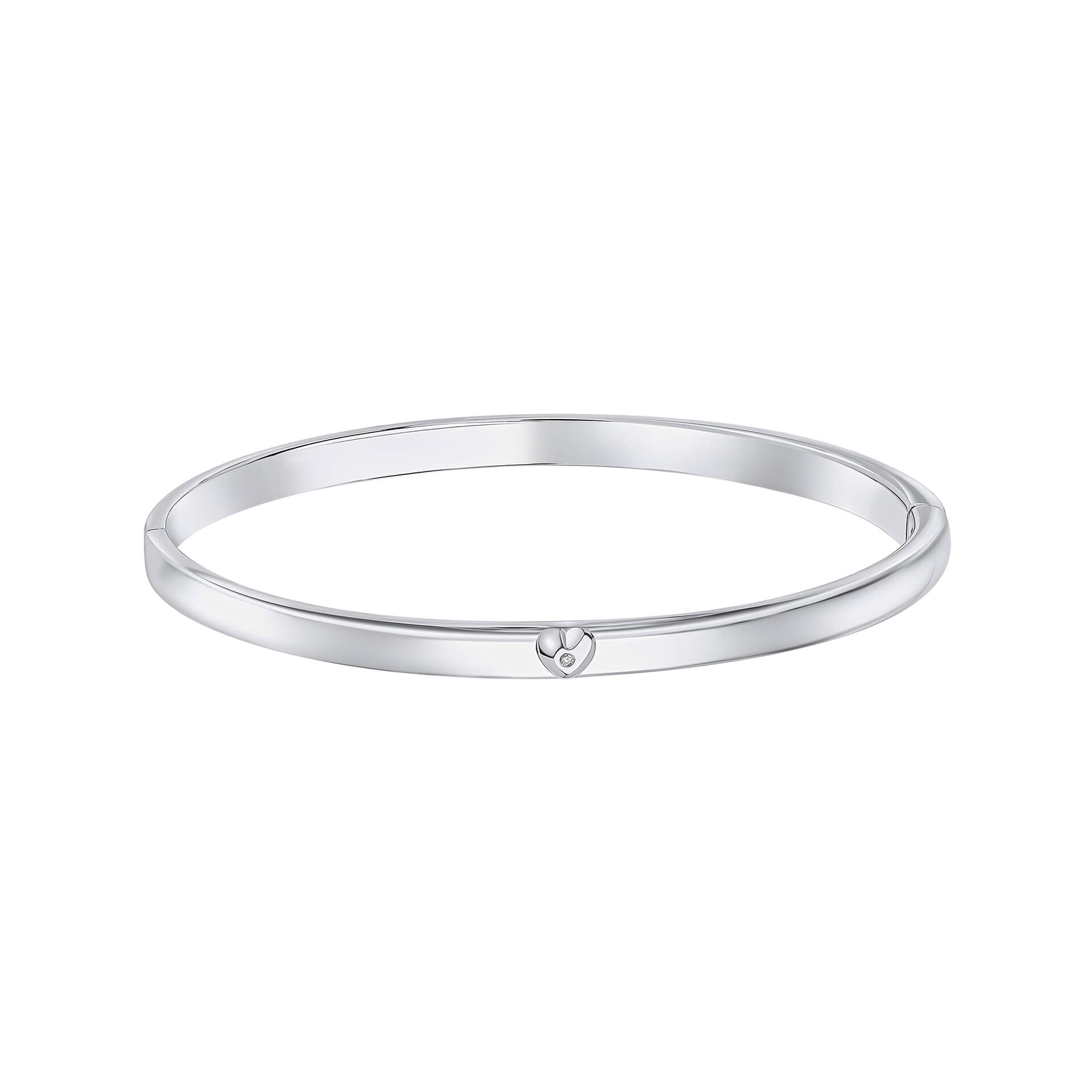 D For Diamond Heart Motif Hinged Maiden Bangle with Diamond for Girl's