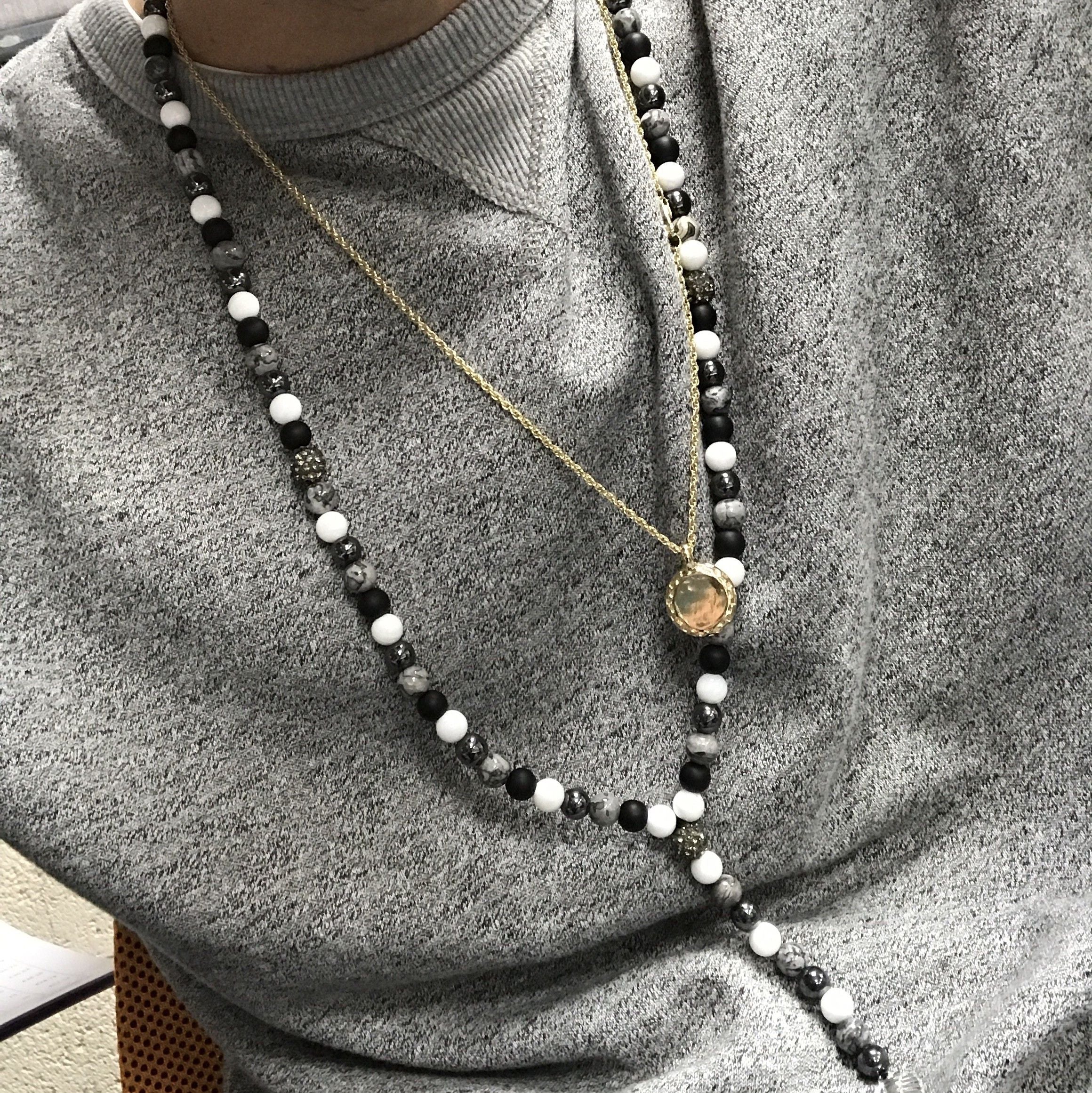 Buddha / Black Agate Stone - Gemstone Necklace