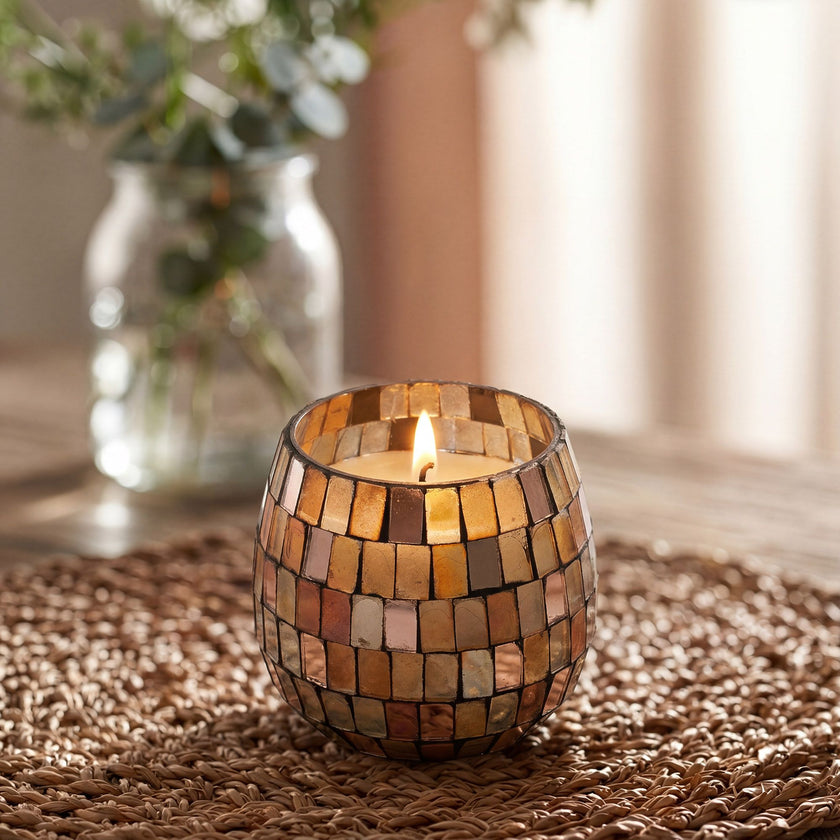 Small Glass Jar Candles - Amber Mosaic