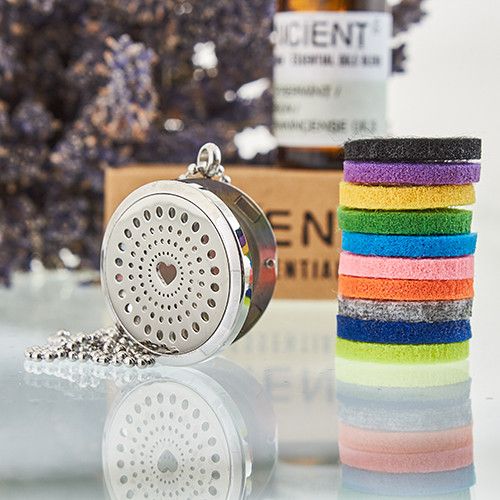 Aromatherapy Diffuser Necklace - Diamonds Heart 30mm[UK delivery]