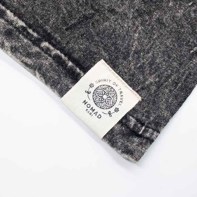 Nomad Sari Stonewashed Cotton T-Shirt - Compass of Life - Charcoal - XL