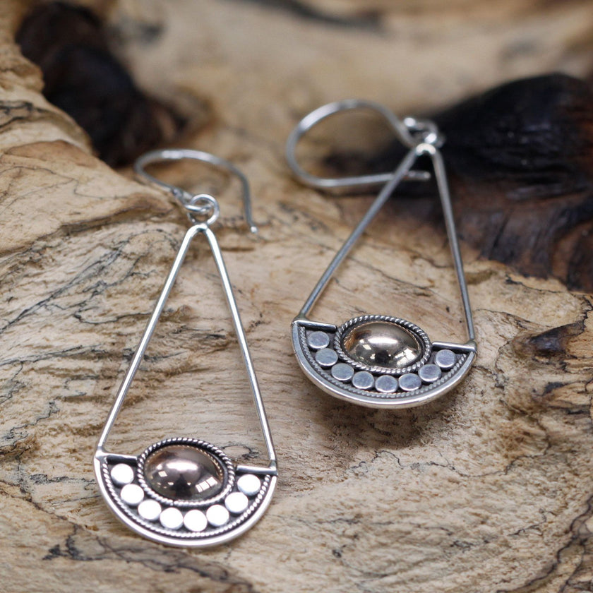Silver 925  & 18 K Gold Earring - Luna Balance Bali Jewellery