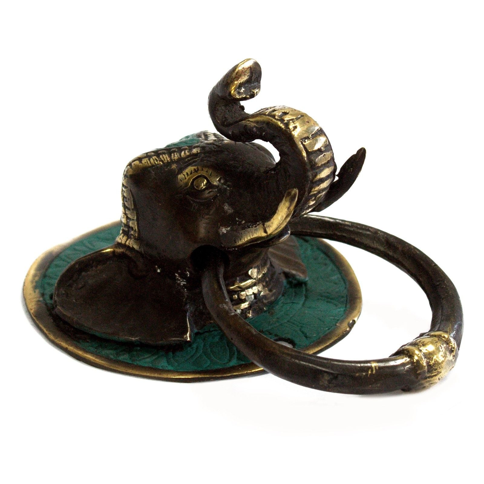 Antique Style Art Deco Brass Door Knocker - Elephants Head