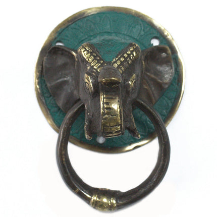 Antique Style Art Deco Brass Door Knocker - Elephants Head