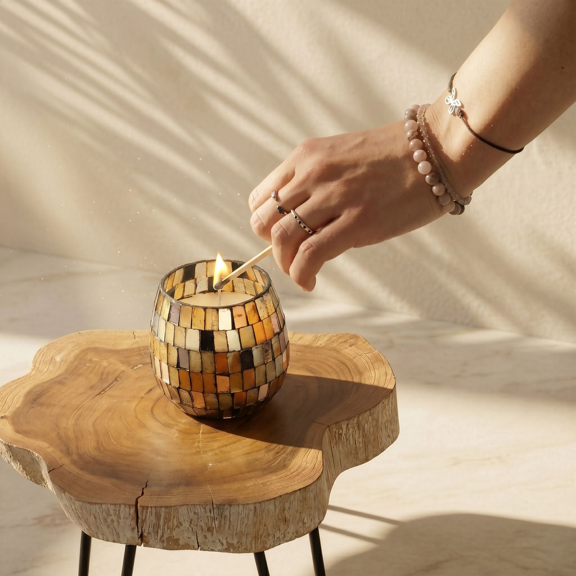 Small Glass Jar Candles - Amber Mosaic