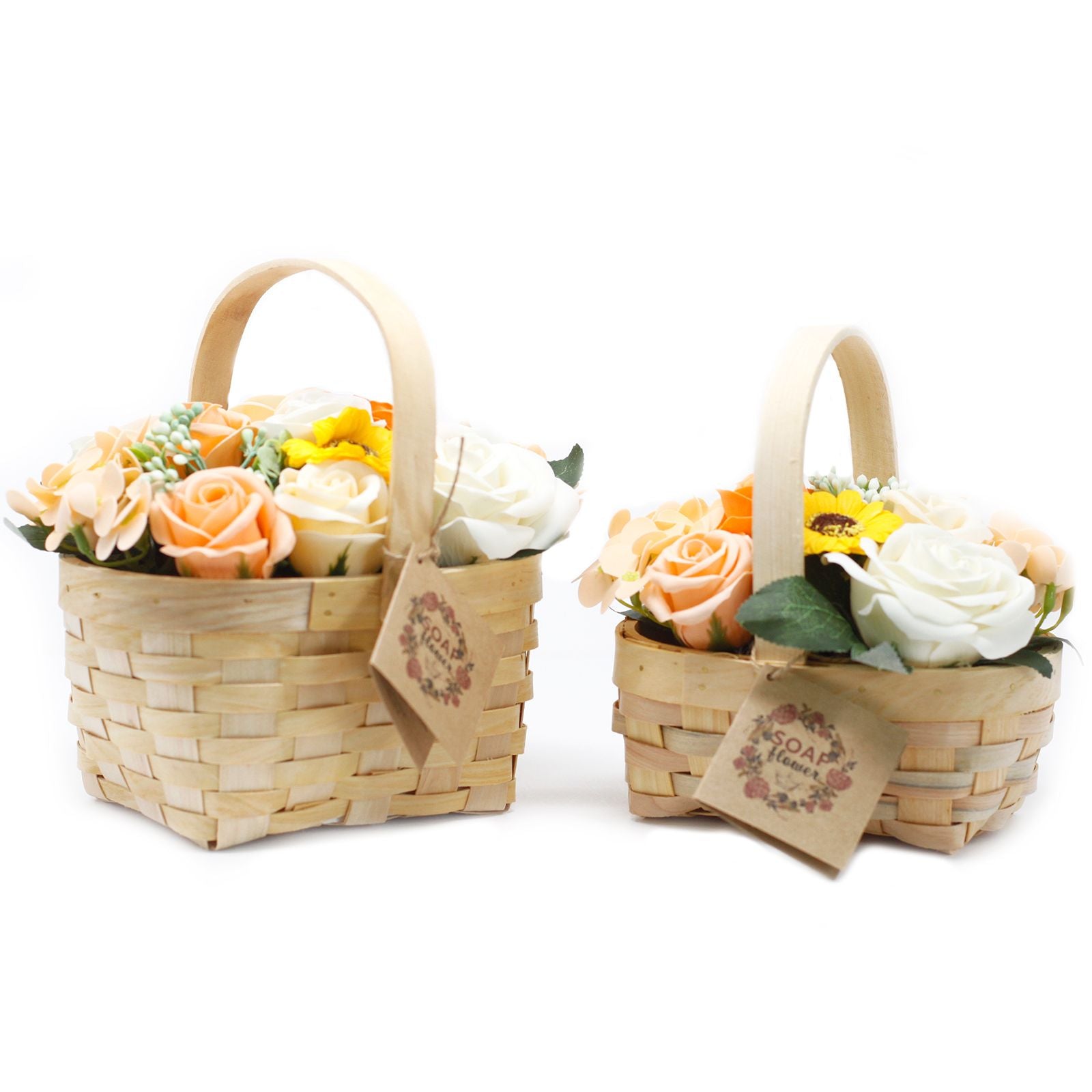 Large Pink Bouquet in Wicker Basket Soap Flower's