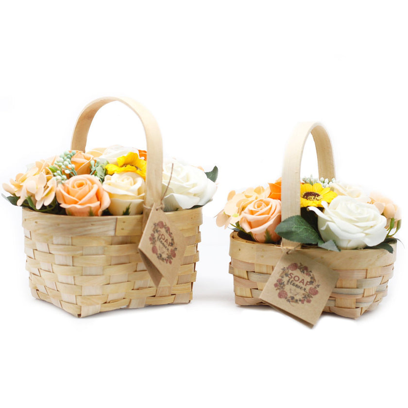 Large Pink Bouquet in Wicker Basket Soap Flower's