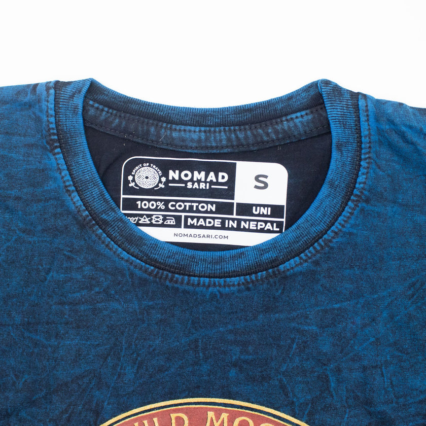 Nomad Sari Stonewashed Cotton T-Shirt - Stay Wild Moon Child - Blue - XL